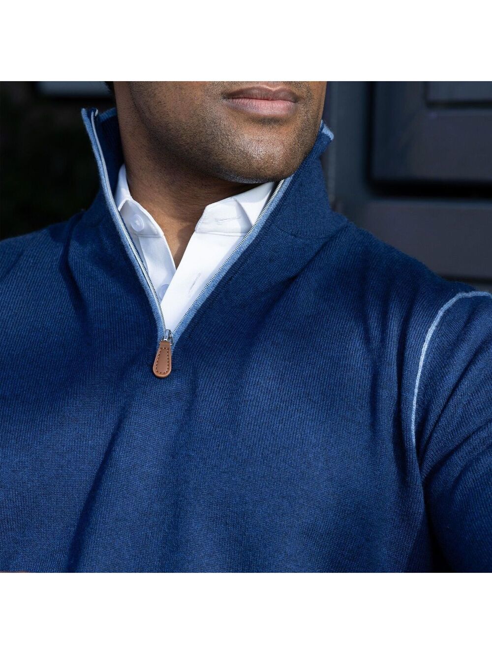Collars & Co. NWT Napoli Accent Quarter Zip Wool & Cashmere Sweater Size Medium - Picture 3 of 4